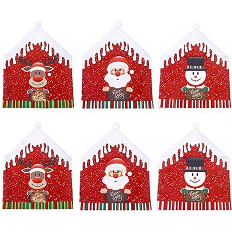 Set of 6 Christmas Chair Covers,Chair Back Cover Removable Washab (1/5)