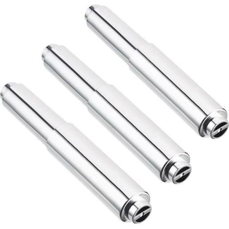 Set mit 3 Ersatz-Toilettenpapierrollenhaltern mit Federmechanismus – Ausziehbare Kunststoffstange für Toilettenpapierrollen, silberfarben, verstellbare Länge von 11,5 bis 16,5 cm (1/5)