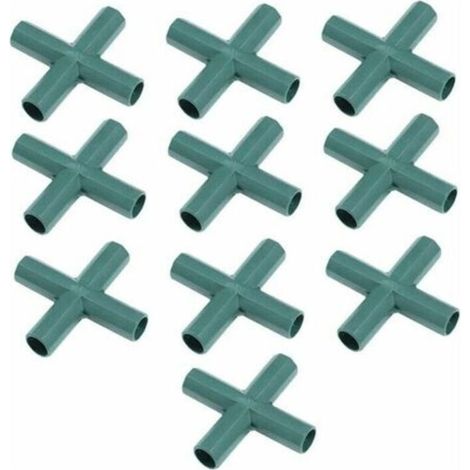 Connecteurs de Cadre en Plastique Connecteurs Connecteurs Connecteurs de Tube d'angle Droit Connecteurs de Construction pour Serre 16mm 4 Voies Croix 10pcs (1/4)