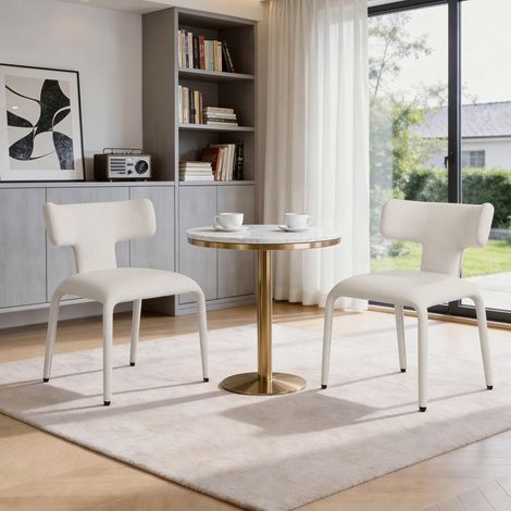 WOLTU 2x Esszimmerstühle Küchenstühle mit Rückenlehne Metallgestell, Leinen Polsterstuhl, 150 kg belastbar, für Küche Wohnzimmer Schlafzimmer, Warme Aprikose