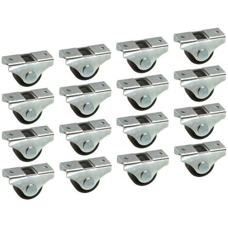 16x roulette meuble 25mm universelle mini rouleau noir pied lit casier chariot poubelle rangement table roue