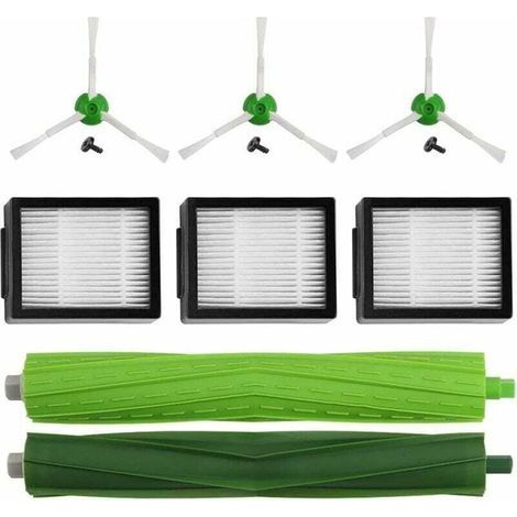 Mirtux Pack d'accessoires pour Roomba E5 E6 i3 i3+ i7 j7 j7+ e5154 e5158 Kit de Remplacement Complet pour Pièces de Rechange. brosses latérales. filtres. Rouleaux extracteurs. (1/4)