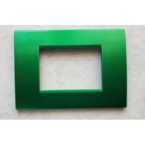 TrAdE Shop Traesio - Placca Placche Placchete Compatibili Living Light In Abs 3 4 7 Posti Colorate - Verde Metallizzato -4 fori -