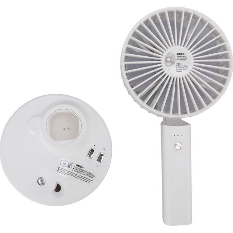 Mini ventilateur de bureau rechargeable USB, 3 vitesses, brumisateur, tête oscillante automatique, petit ventilateur portable avec base de chargement (1/5)
