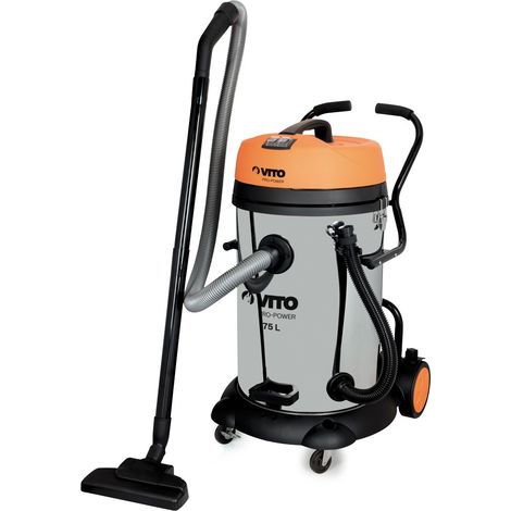 Aspirateur eau et poussières 2400W Cuve 75 litres Inox Nettoyage professionnel VITO