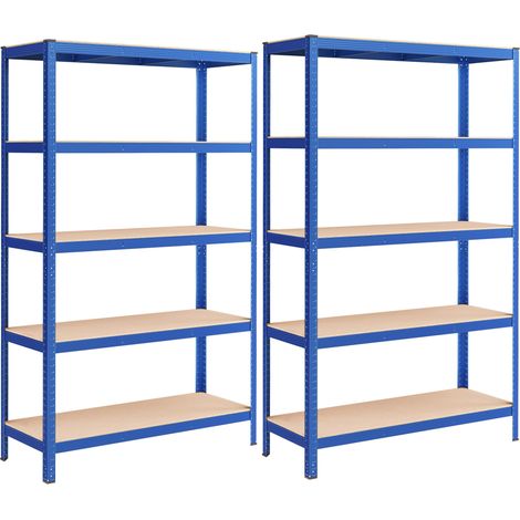 Lot de 2, Étagère de Rangement à 5 Niveaux, 60 x 120 x 200 cm, Capacité 750 kg, Planches Réglables, Style Industriel, pour Cuisine, Salon, Bleu GLR060Q02 (1/5)