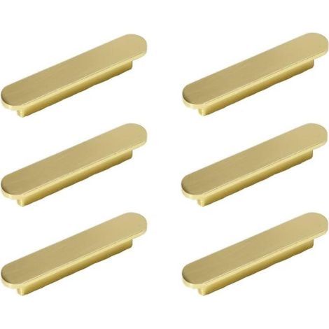 Set mit 6 Möbelgriffen aus gebürstetem Messing – 96 mm Lochabstand – Modernes Design für Schränke und Schubladen – 126 x 18 x 16 mm – 96 mm Griff (1/5)