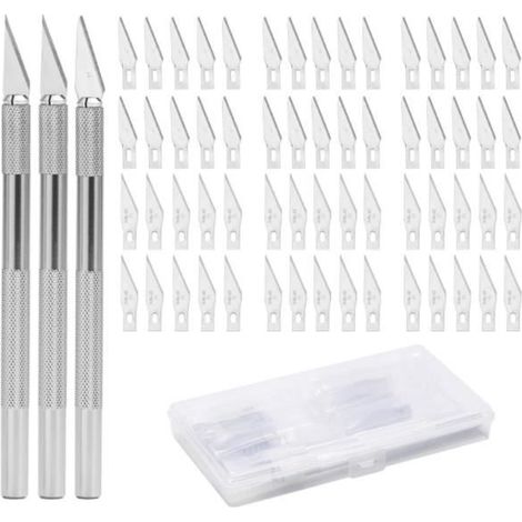 3 Pcs Cutter de Precision Couteaux 60 Lame Scalpel en Acier Inoxydable Cutter Précision Utilisé pour Couper Papier Diy Sculpture (1/4)