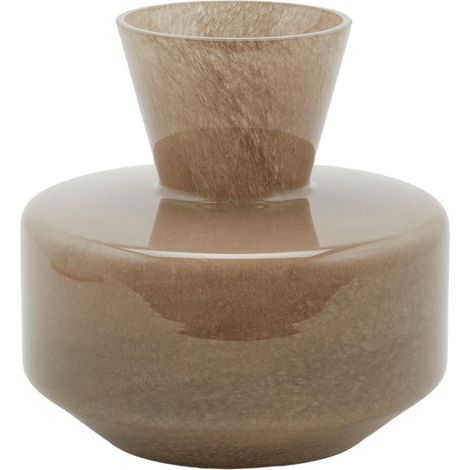 Vaso decorativo natalizio rotondo con collo stretto, color nocciola per interno -Piccolo (1/3)
