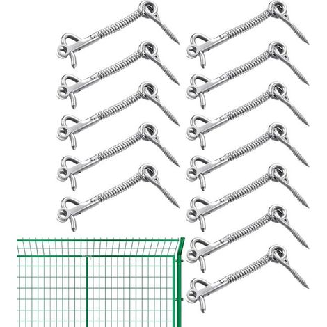 Loquet Portillon à Crochet et Pitons 12 Pièces Sécurité Acier Inoxydable,Verrouillage Sécurisé à Ressort pour Porte de Grange Portail Piscine Placa (1/5)