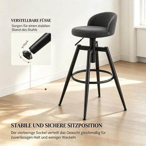 Tabourets de bar avec repose-pieds stable, tabourets de comptoir modernes, tabourets hauts pour salle à manger (uniquement avec 2 tabourets de bar) (1/5)