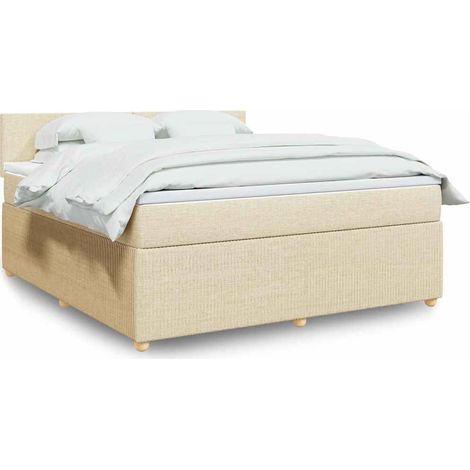 Boxspringbett mit Matratze Creme 180x200 cm Stoff (1/5)