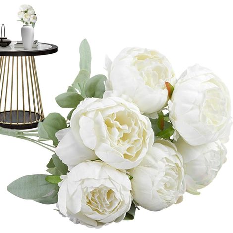 Faux Pivoines 7 Têtes De Pivoines en Soie Arrangement Floral Réaliste Pour Décoration D'Intérieur De Maison D'Extérieur Comme Pièce Maîtresse Pour Mariages Festivals (1/5)
