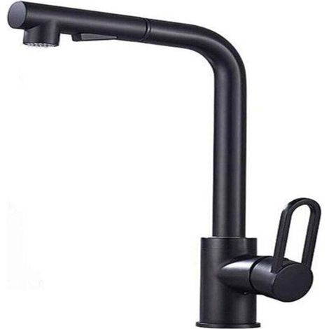 Robinet de cuisine avec douchette extractible, mitigeur rotatif 360° avec 2 modes de jet. Noir, pour cuisine ou salle de bain, design moderne et fonctionnel.