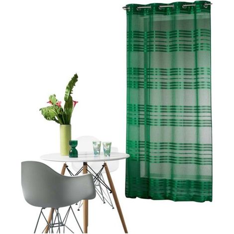 Voilage a oeillets voile sable 140 x 260 cm Sacha Vert (1/2)