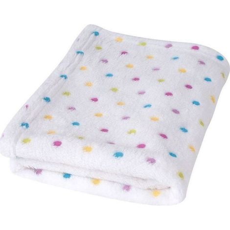 Couverture - Edredon Bébé - Plaid Coton Doux à Pois Colorés - 75 x 100 cm - Pour Lit Bébé ou Transat