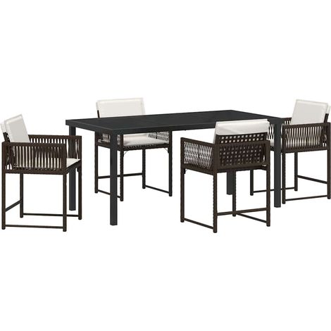Ensemble de salle à manger pour jardin 5 pcs,Salon de jardin Marron polyrotin CFW65768 (1/5)