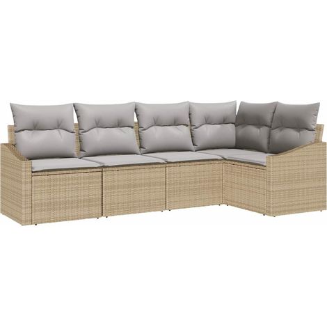 Maison Exclusive - Set di divani 5 pz Beige polyrattan (1/5)