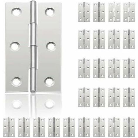 24Pcs Petit Charnières pour Portes, Charnière Inox, DIY Charnières de Portes pour Porte Placard Charnière Piano Boîtes à bijoux La Maison Meubles Matériel Armoire(44mm32mm) (1/5)