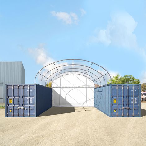 Rückwand für Container Überdachung 6m Breite, PRIMEtex 2300 PVC Plane, weiß