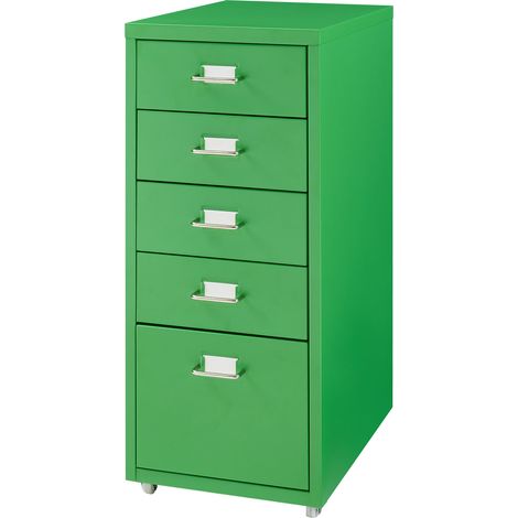 Mobiletto/contenitore per ufficio su ruote con 5 cassetti 69 x 28 x 41 cm verde mela 030009109
