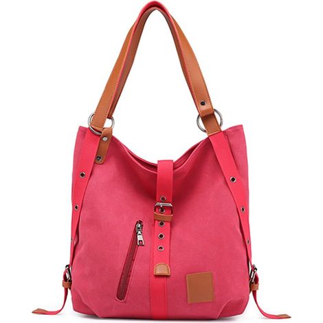 Sac à dos multifonctionnel de voyage de loisirs pour femmes en toile (rose)