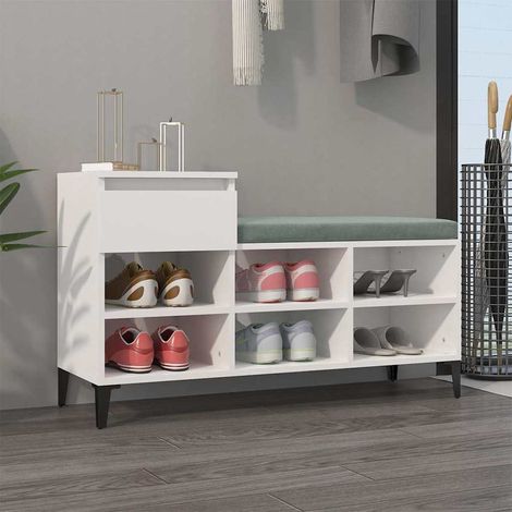 vidaXL Shoe Cabinet High Gloss White 102x36x60 cm Engineered Wood (1/5)