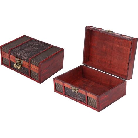 Boîte à bijoux en bois avec serrure - Organisateur pour colliers, bracelets et bagues (1/5)