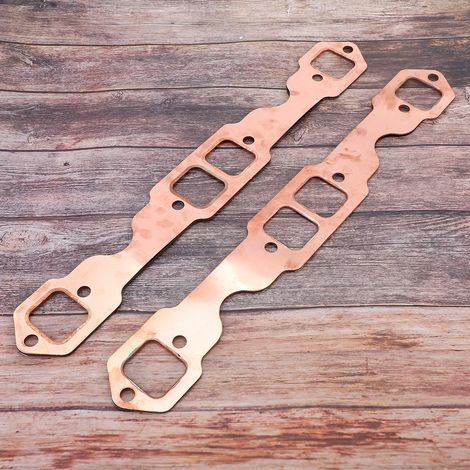 joints d'échappement carrés en cuivre plaqué réutilisables, adaptés aux collecteurs SBC Chevy 327 305 350, étanchéité moteur durable (1/5)