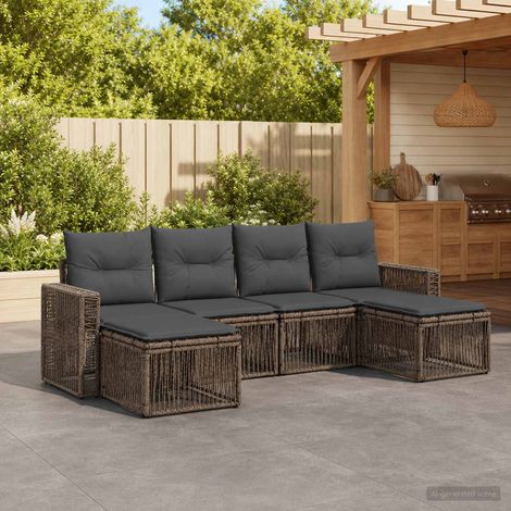 Set Divano da Giardino 6 pcs Grigio e Grigio Scuro polyrattan vidaXL (1/5)
