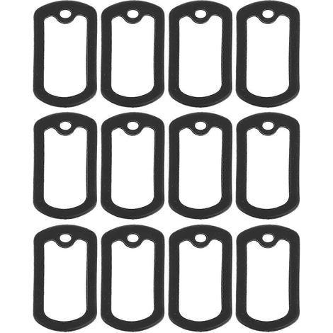 Lot de 12 plaques d'identification militaires en silicone avec silencieux et protection.-5.00X3.00X1.00CM-Black (1/4)