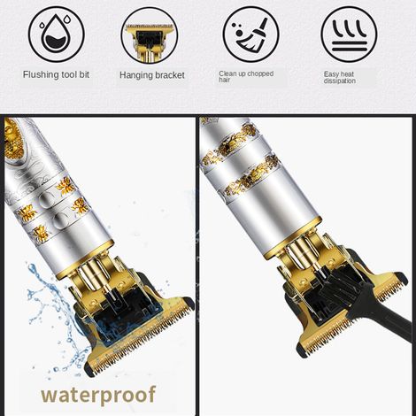 [Tondeuse Électrique] Professionnelle Sans Fil avec Affichage Digital, Tête Métallique Dragon/Bouddha, Moteur 180 6000-7000 RPM, 800mAh Batterie Li-ion USB, Kit Complet avec 4 Peignes pour Hommes, Bar (1/4)