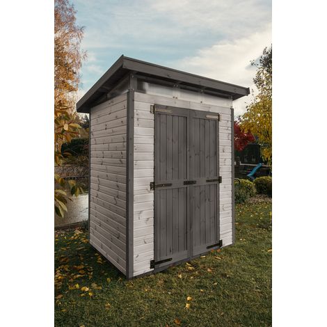Abri de jardin bois 163x127 cm – Matériaux durables FSC – Toit en plastique résistant – Circulation d'air optimale – Accès facilité par portes larges (1/5)
