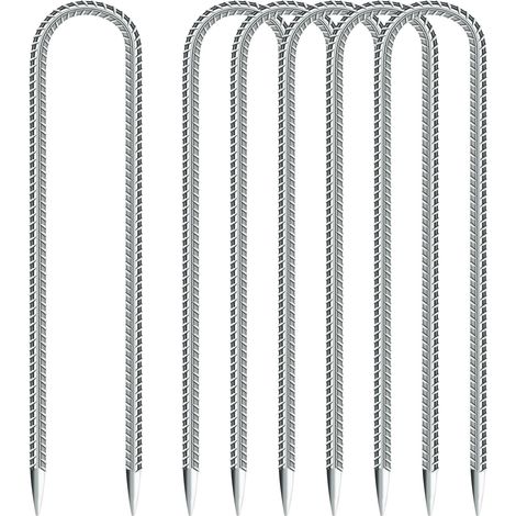 6 piquetas de anclaje al suelo de 30 cm de largo, ganchos en forma de U, clavos para tiendas de campaña, ganchos para asegurar vallas, camas elásticas, toldos de camping y estacas de jardín (6 unidade (1/5)