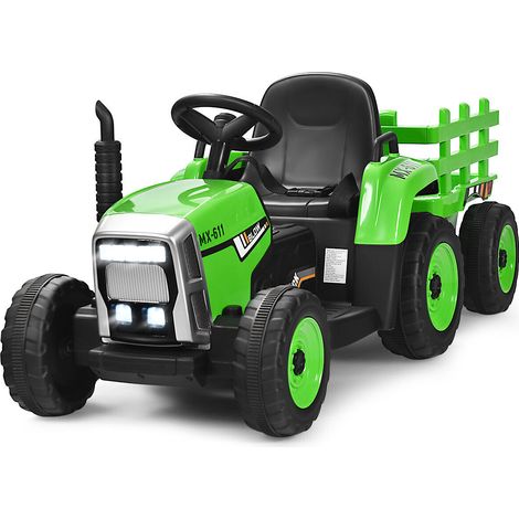 12V Kids Ride On Tractor W/ Trailer Electric 3-Gear-Shift Ground Loader Toy Car