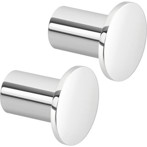 Crochets Muraux - Lot de 2 - Acier Inoxydable Chromé - Fixation Robuste 45mm - Salle de Bain et Cuisine - Design Rond Discret (1/5)