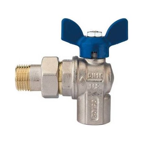ROBINET À BOISSEAU SPHÉRIQUE À ANGLE POUR COLLECTEURS AVEC PAPILLON EN ALUMINIUM BLEU Dimensions : 3/4" DN 20 PN 30