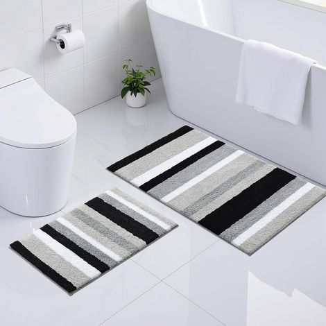 Set of 2 Bath Mats, Absorbent Microfiber, Non-slip Backing, Bathroom, 40x60 cm and 60x90 cm (1/5)