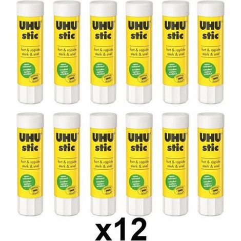 Lot de 12 bâtons de colle blanche UHU 8,2G