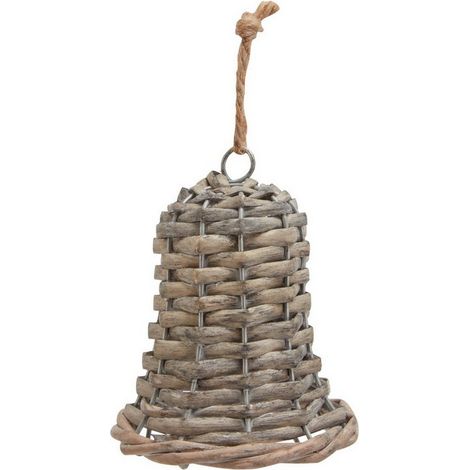 The Noel Collection Small Bell Decoration - Wicker - L6 x W6 x H8 cm - Brown