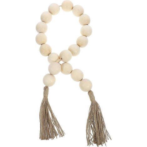Guirlande de perles en bois avec pompons, 3 pièces, décoration rustique de style ferme (1/5)