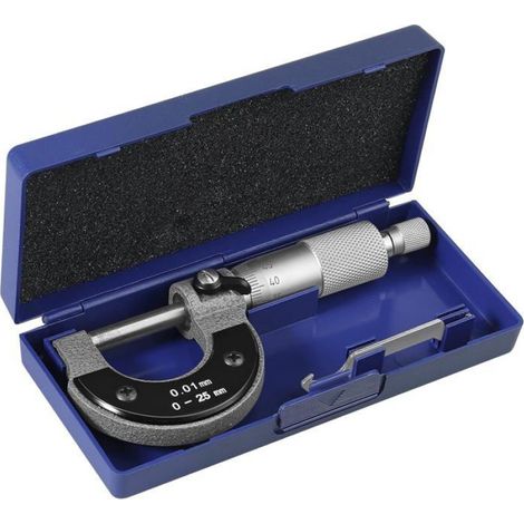 Micromètre Extérieur 0-25 mm (Graduations 0,01 mm) Pied à Coulisse Externe Métrique avec Clé de Réglage Zéro (1/4)
