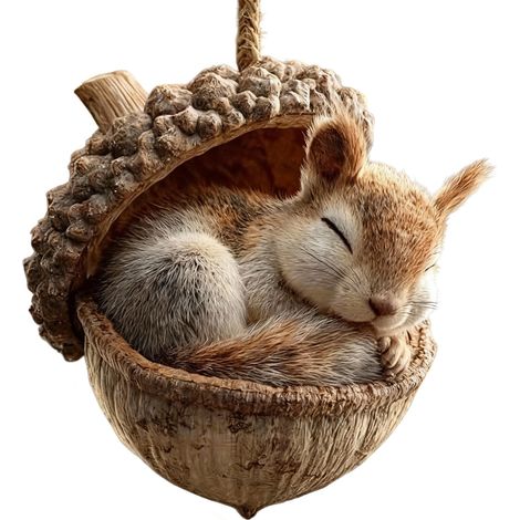 Ornement En Résine - Forme De Gland Avec Animal Des Bois - Pour Arbre De Noël Sacoche Ou Porte-Clés - 8 cm - Lot De 1 (1/5)