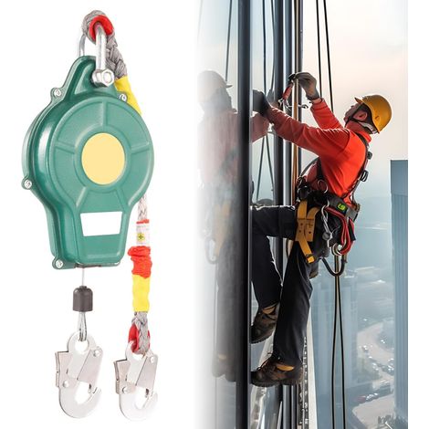 Antichute a Rappel Automatique 10M, 150 kg Harnais de Securite Anti Chute pour Couvreur Dispositif Securite Hauteur avec Fonction Verrouillage (1/5)