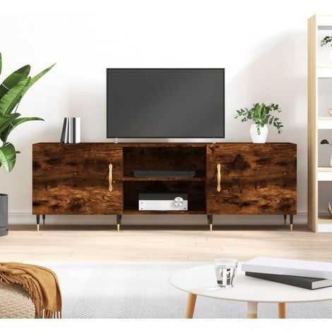 Mueble de TV madera de ingeniería roble ahumado 150x30x50 cm