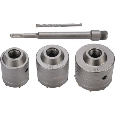 Concrete hole saw kit, diameter 55, 65, 75mm, depth 50mm, for hollow bricks and cement walls. (1/5)
