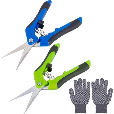 2 Pcs Ciseaux Sécateurs Lames Droites Inoxydable Sécateur de Jardin Sécateur Jardin Professionnel Ciseaux de Jardinage, Pointe Haute Secateur Précision+ 1 paire de gants de jardinage (1/5)