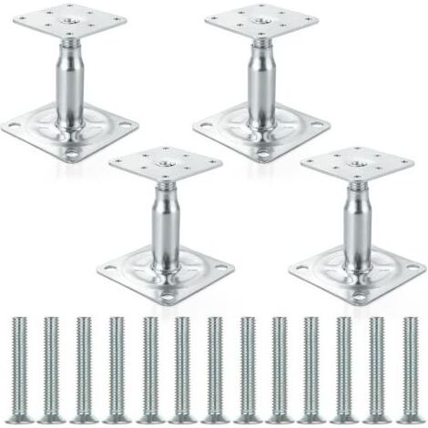 Lot de 4 support de poteau reglable, supports de poteau, galvanisés, 100 à 150 mm, hauteur réglable, pour clôtures, abris, abris de voiture, pergolas, travaux de construction (1/5)