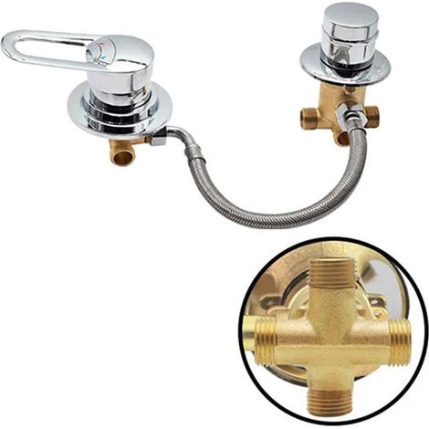 Solid brass 4-way shower faucet – Hot/cold water mixer for bath, shower and steam room (1/4)