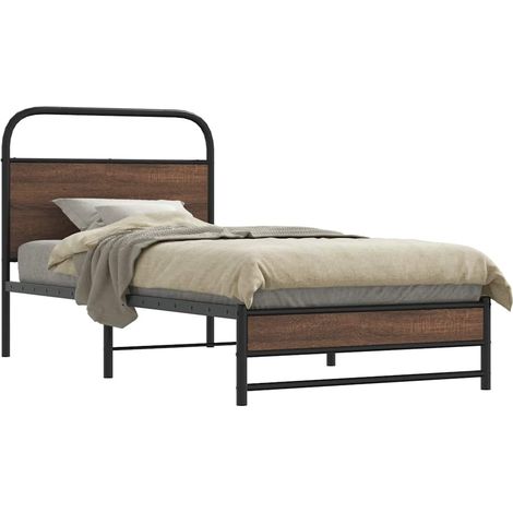 Bettgestell ohne Matratze 90x190 cm Braun Eichen-Optik
